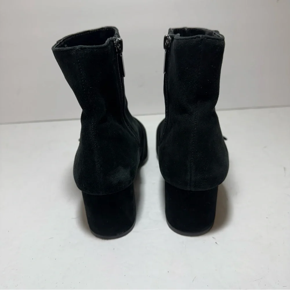 Bleecker & Bond Lacey Black Suede Leather  Heeled Booties Ankle Boots Size 7.5